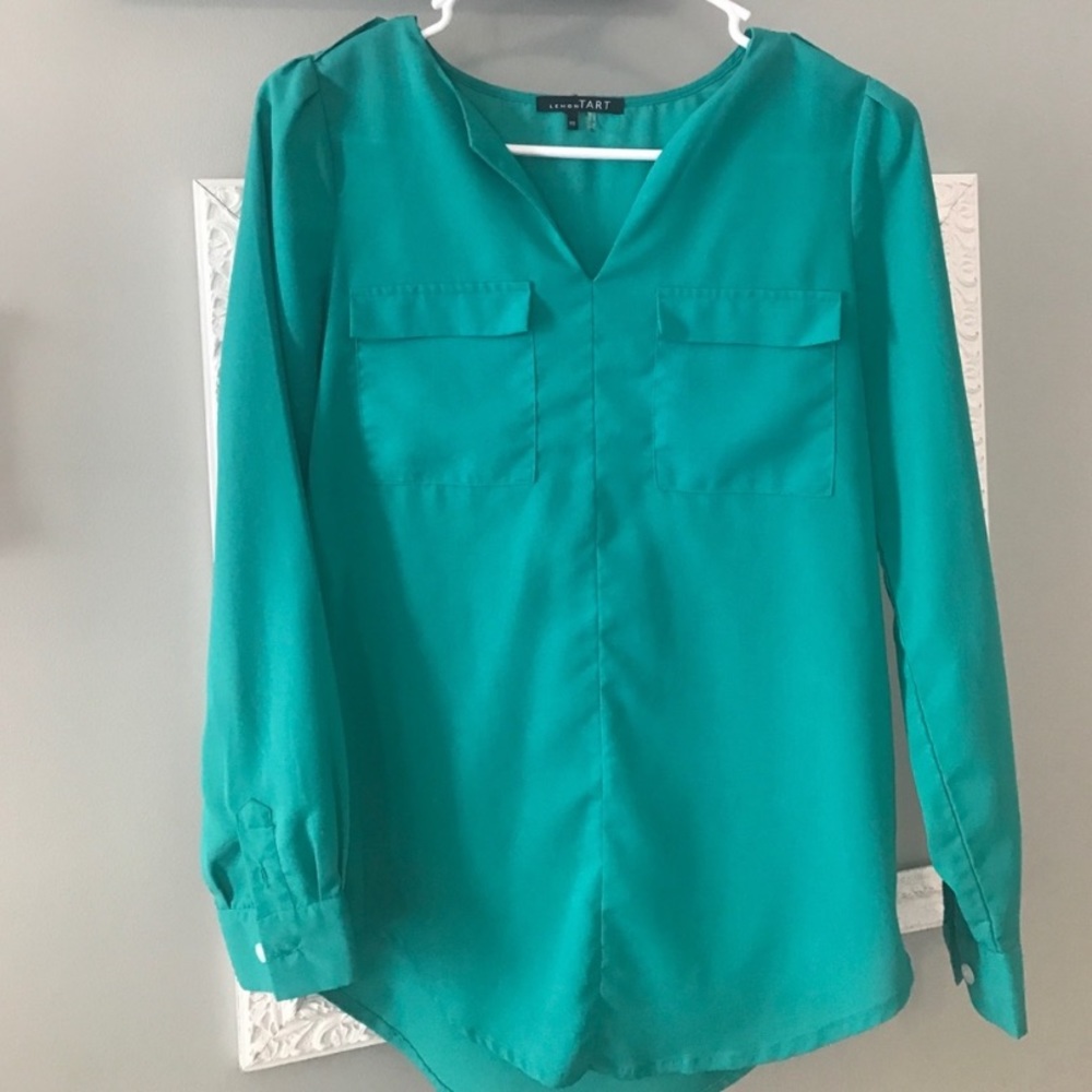 Lemon Tart Jade Button Up Blouse